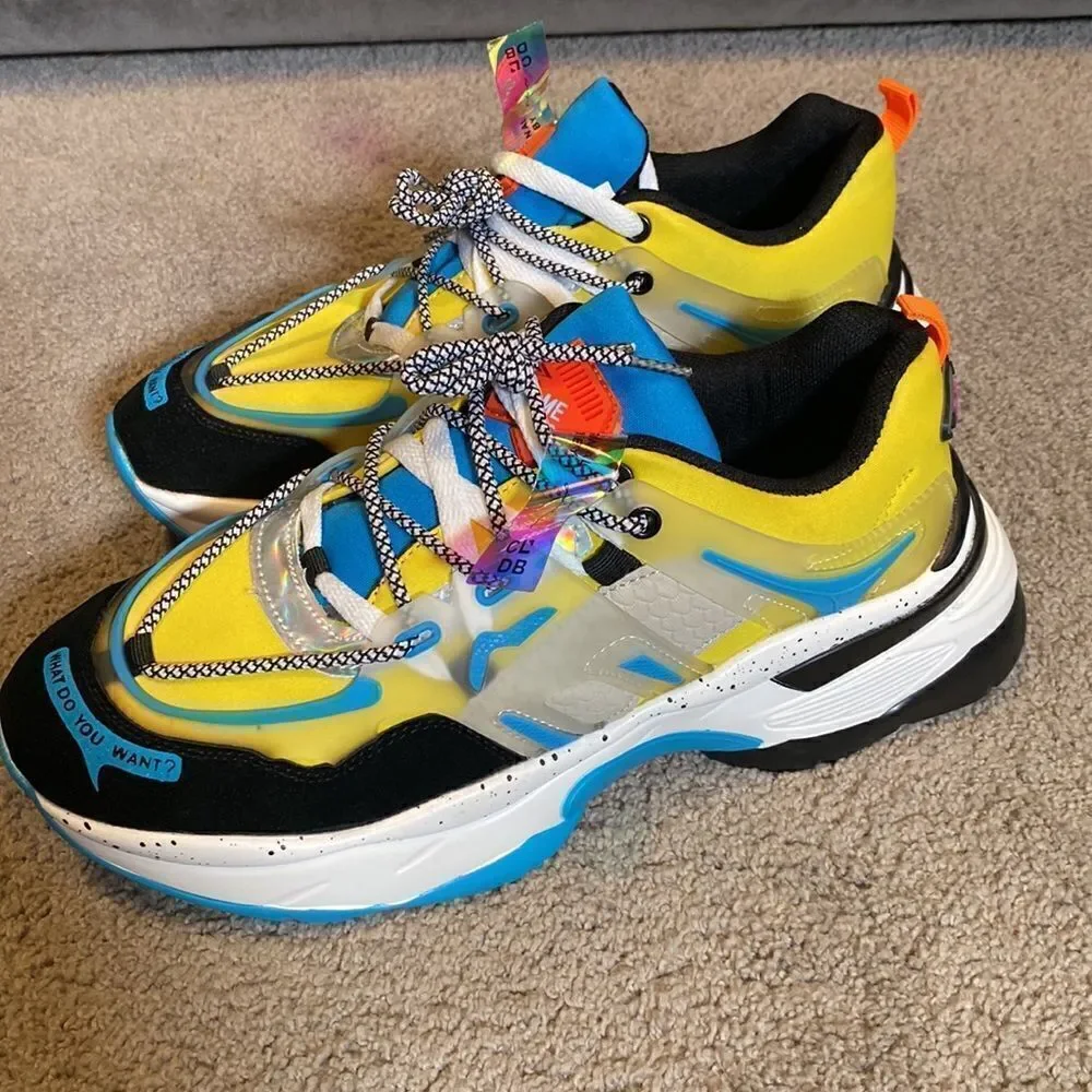 Men’s Fashion Sneakers Shoes Blue & Yellow Size 11 NEW